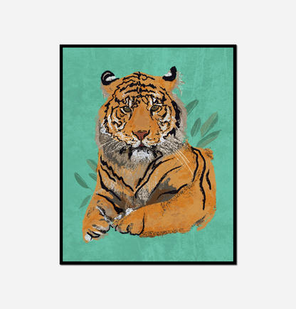 tiger sitting down