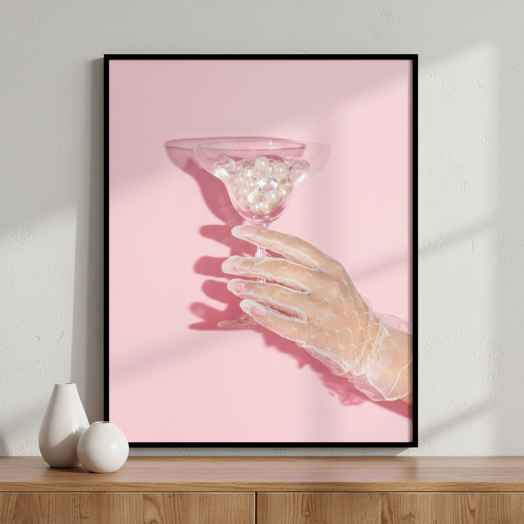 Someone holding glass liquid inside ภาพติดผังสไตล์สแกนดิเนเวีย สำหรับตกแต่งบ้านและคอนโด พร้อมกรอบคุณภาพ
