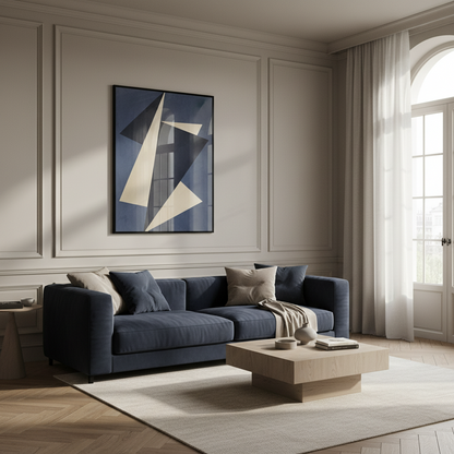 Blue white abstract painting