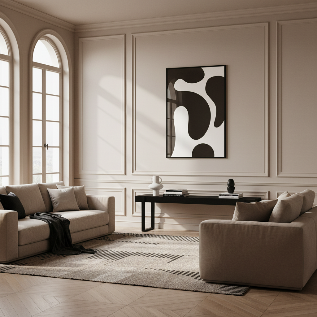 close black white abstract painting white