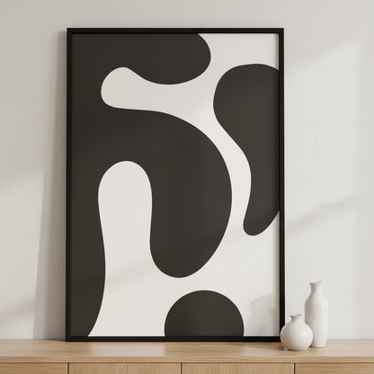 close black white abstract painting white ภาพติดผังสไตล์สแกนดิเนเวีย สำหรับตกแต่งบ้านและคอนโด พร้อมกรอบคุณภาพ