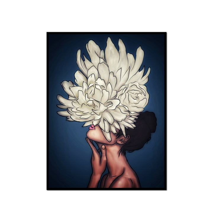 woman flower her head