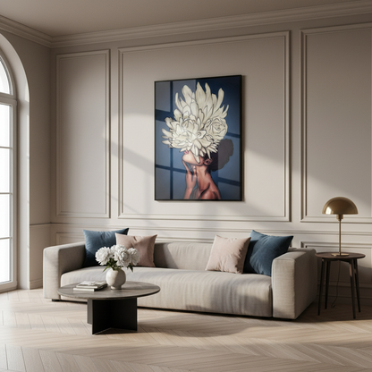 woman flower her head