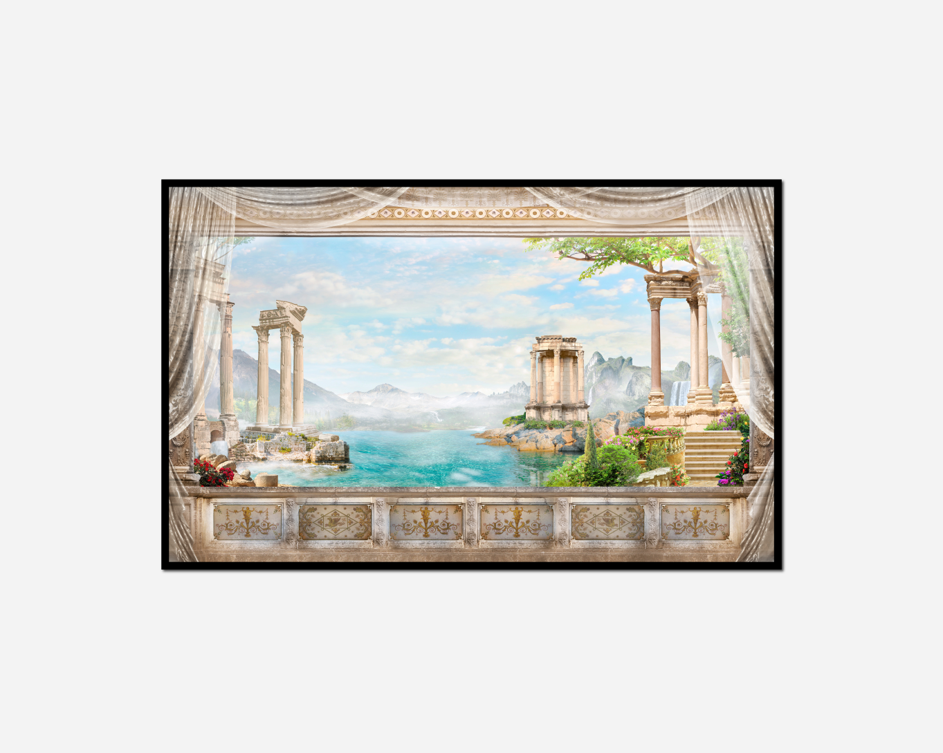 painting roman city lake roman temple