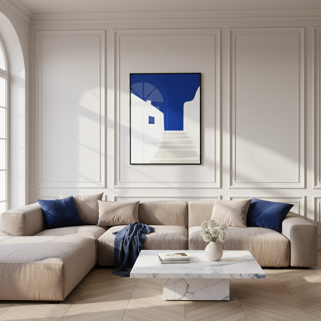 close blue white building