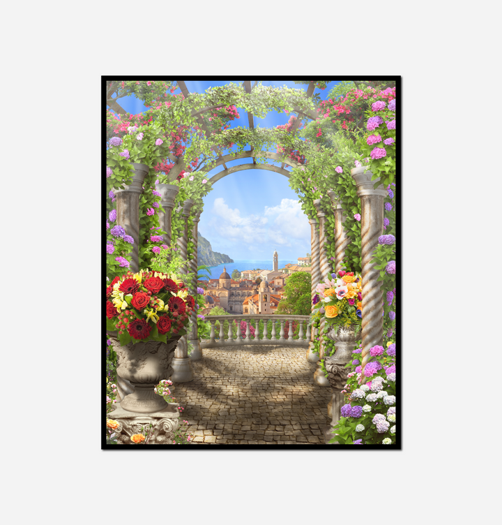 garden flowers bench