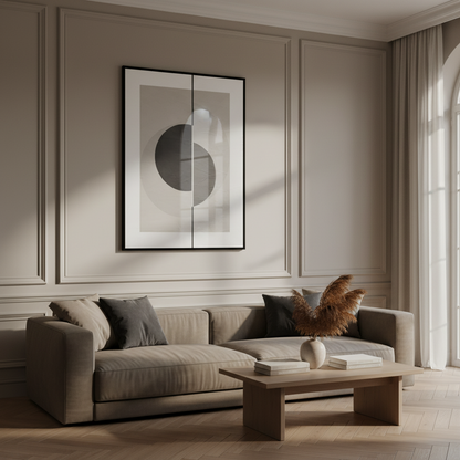 Black white painting black circle