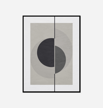 Black white painting black circle