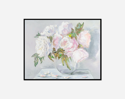 Painting vase flowers table cloth