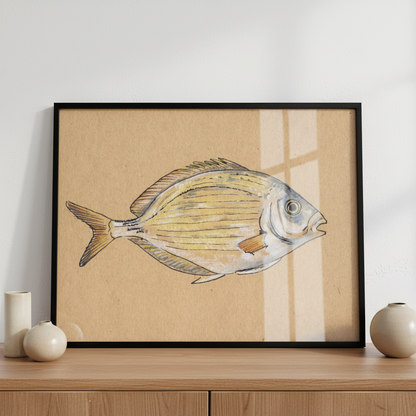 Fish piece paper ภาพติดผังสไตล์สแกนดิเนเวีย สำหรับตกแต่งบ้านและคอนโด พร้อมกรอบคุณภาพ