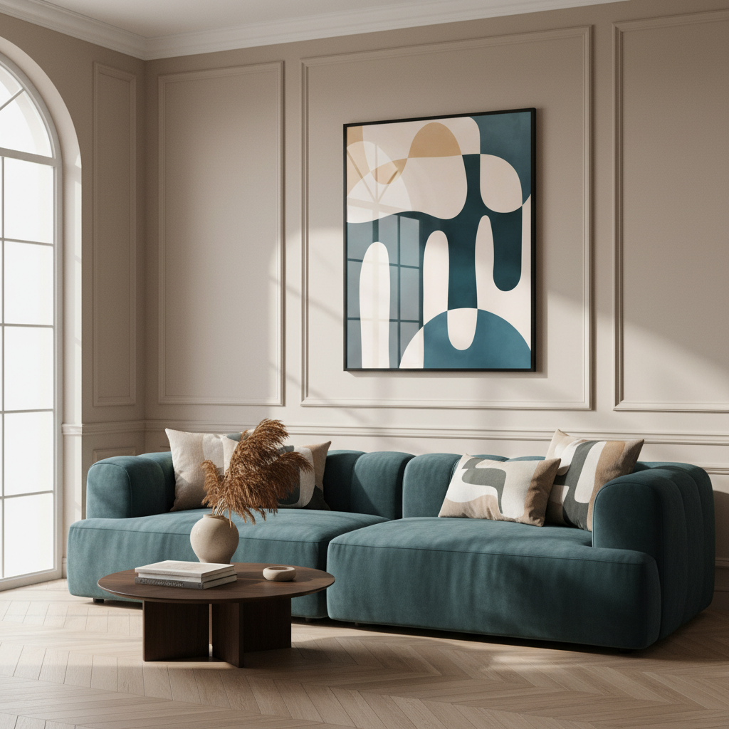 Abstract painting blue beige abstract painting black