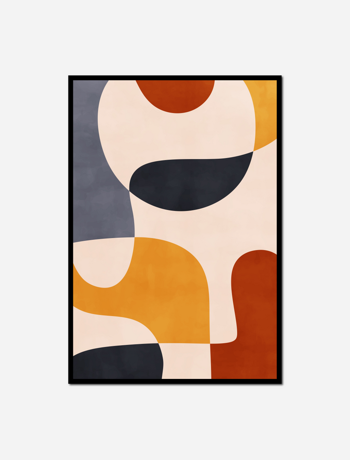 art abstract shapes orange black white