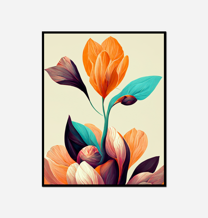 Flower orange blue leaves