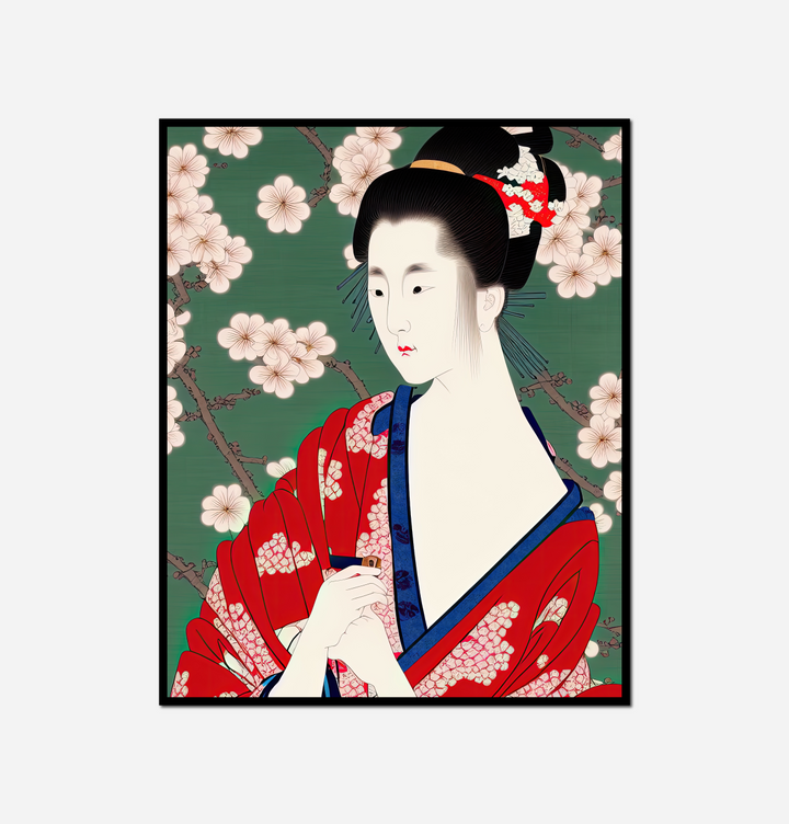 woman kimono dress holding fan