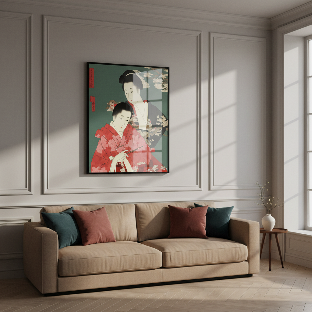 Woman child sitting couch
