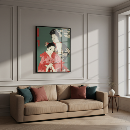 Woman child sitting couch