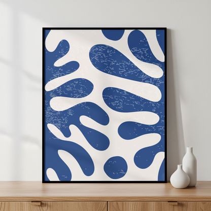 Close blue white abstract painting black ภาพติดผังสไตล์สแกนดิเนเวีย สำหรับตกแต่งบ้านและคอนโด พร้อมกรอบคุณภาพ