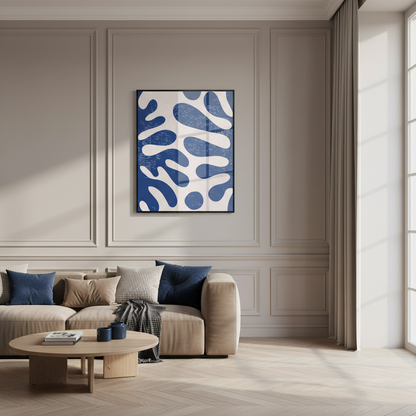 Close blue white abstract painting black