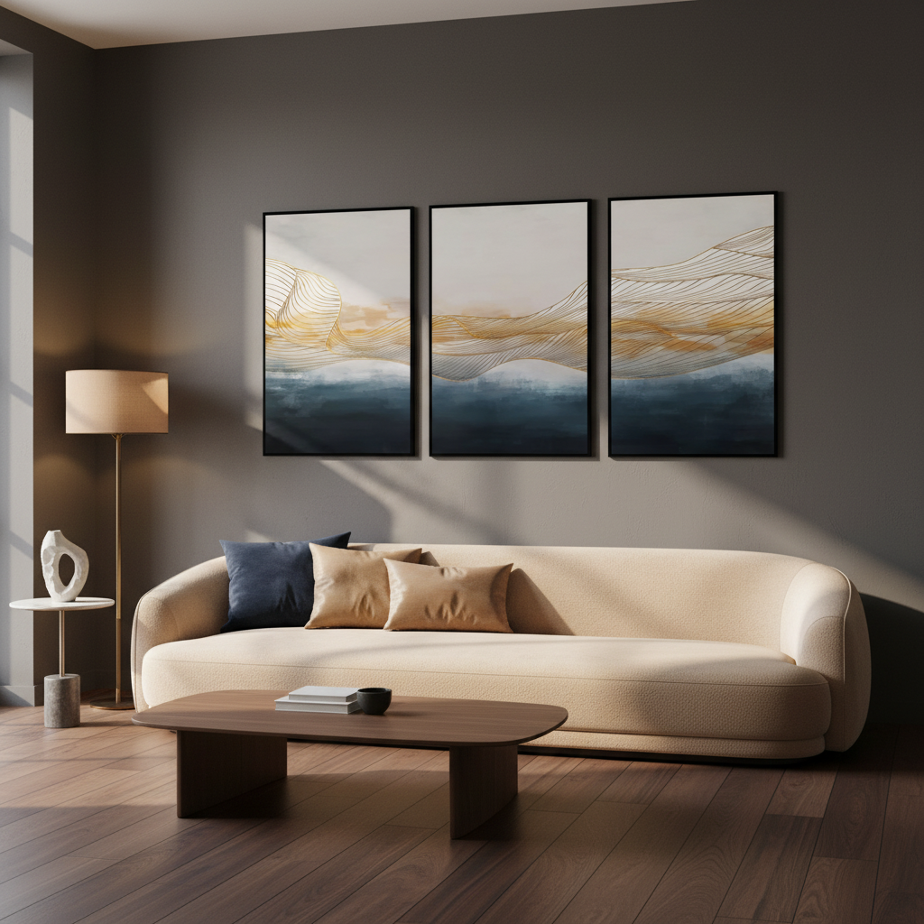 Three abstract  blue yellow wave (3 ภาพ)