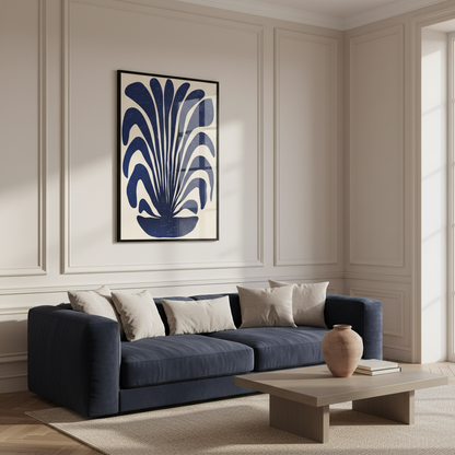 Blue white plant black