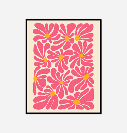 Pink yellow flowers arranged square pattern