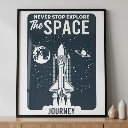 Close space shuttle ภาพติดผังสไตล์นามธรรม สำหรับตกแต่งบ้านและคอนโด พร้อมกรอบคุณภาพ