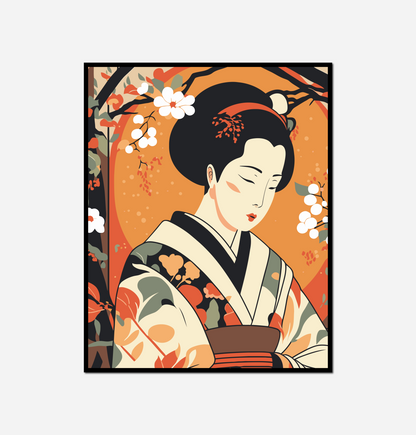 Woman kimono dress flower her hair