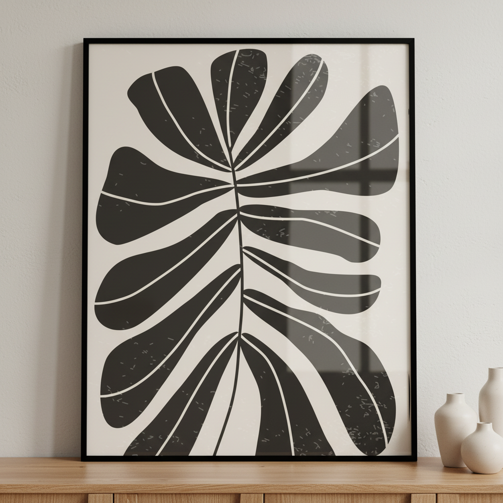 Close black white plant ภาพติดผังสไตล์ธรรมชาติ สำหรับตกแต่งบ้านและคอนโด พร้อมกรอบคุณภาพ