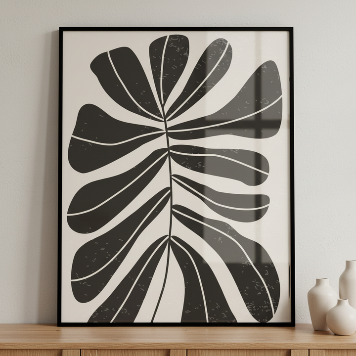 Close black white plant ภาพติดผังสไตล์ธรรมชาติ สำหรับตกแต่งบ้านและคอนโด พร้อมกรอบคุณภาพ