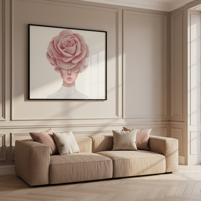 Woman rose her head