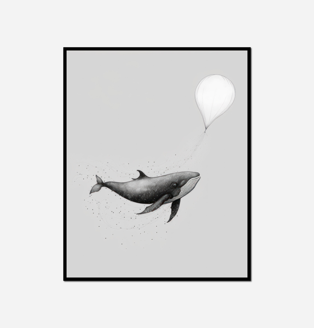 black white whale balloon floating air