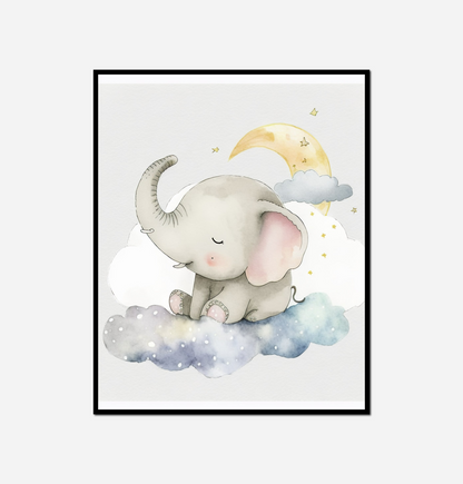 Close elephant sitting cloud