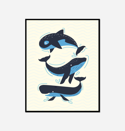 Two whales swimming water