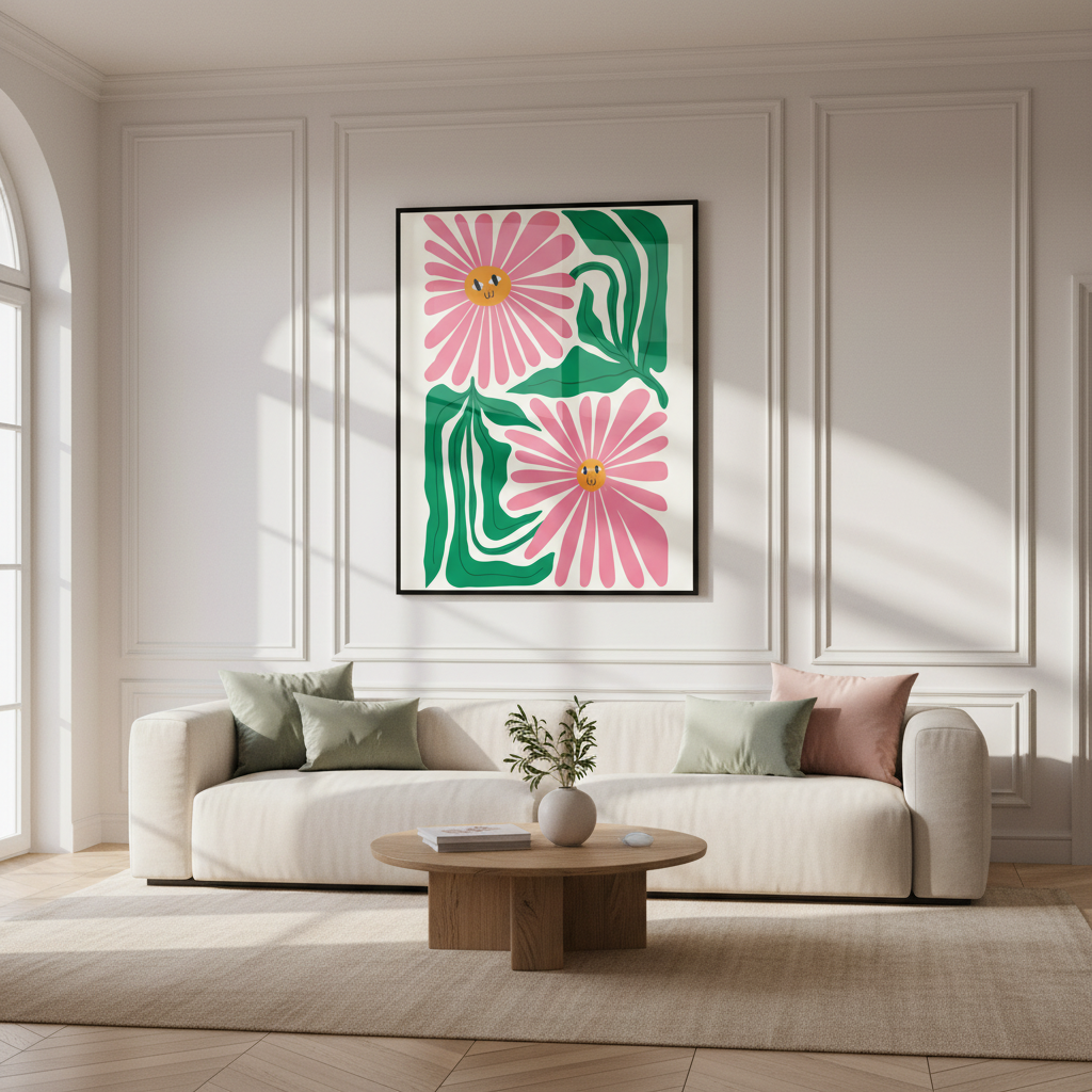 Pink flower green leaves