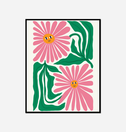 Pink flower green leaves