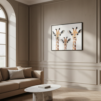 Three giraffes standing together