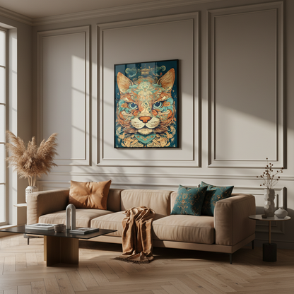 Cat floral pattern