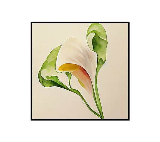 painting white flower green leaves white