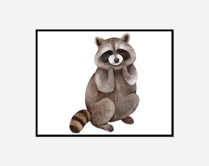 Close raccoon sitting its hind legs