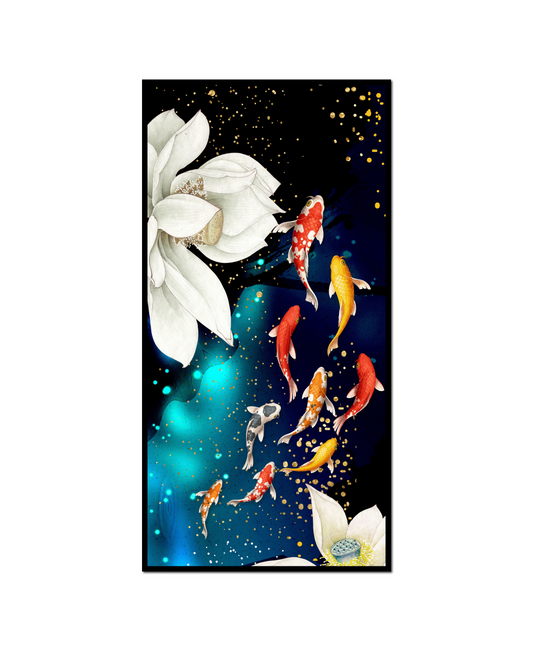 many fish swimming water flower