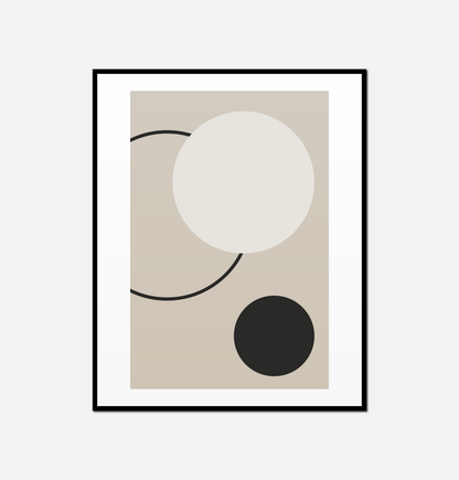 Close black white abstract painting black circle