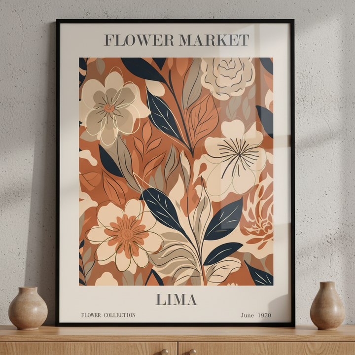 Close flower market ภาพติดผังสไตล์สแกนดิเนเวีย สำหรับตกแต่งบ้านและคอนโด พร้อมกรอบคุณภาพ