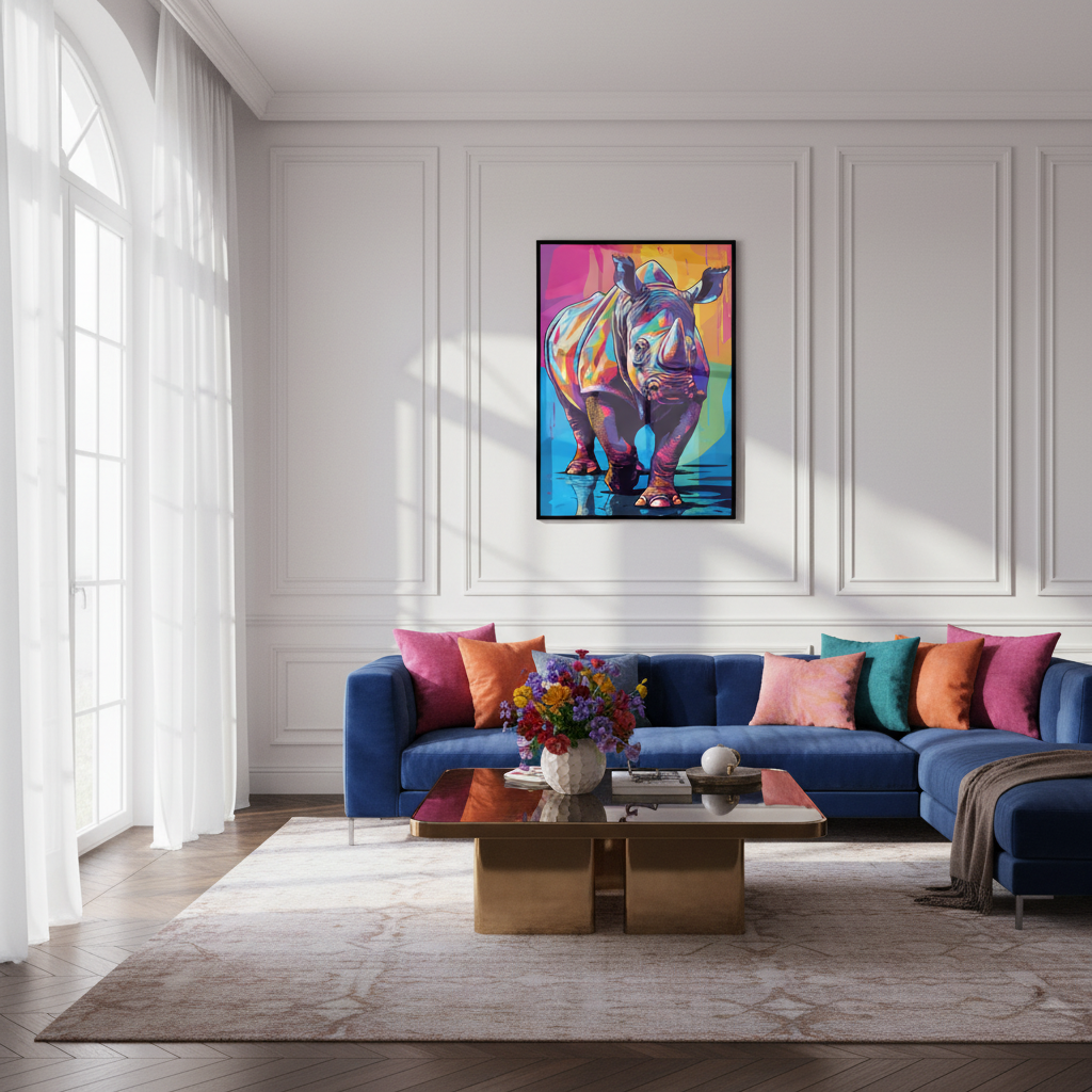 Close painting rhino colorful
