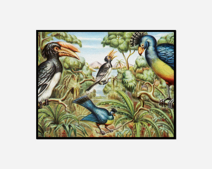 Many birds standing grass