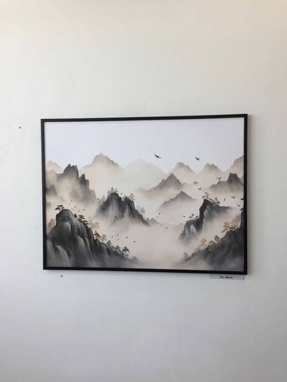 mountain landscape birds flying over