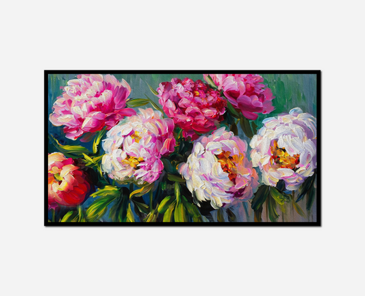 painting bunch flowers vase table