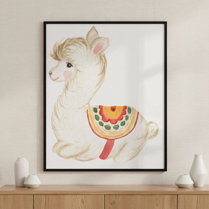 Llama saddle ภาพติดผังสไตล์สแกนดิเนเวีย สำหรับตกแต่งบ้านและคอนโด พร้อมกรอบคุณภาพ