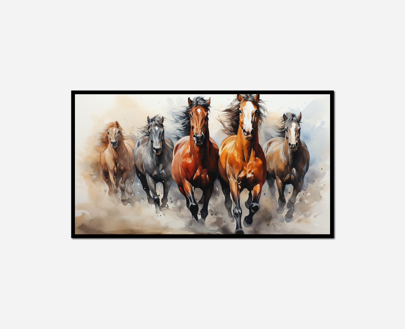 painting group horses running line
