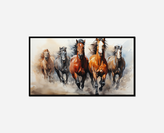 painting group horses running line