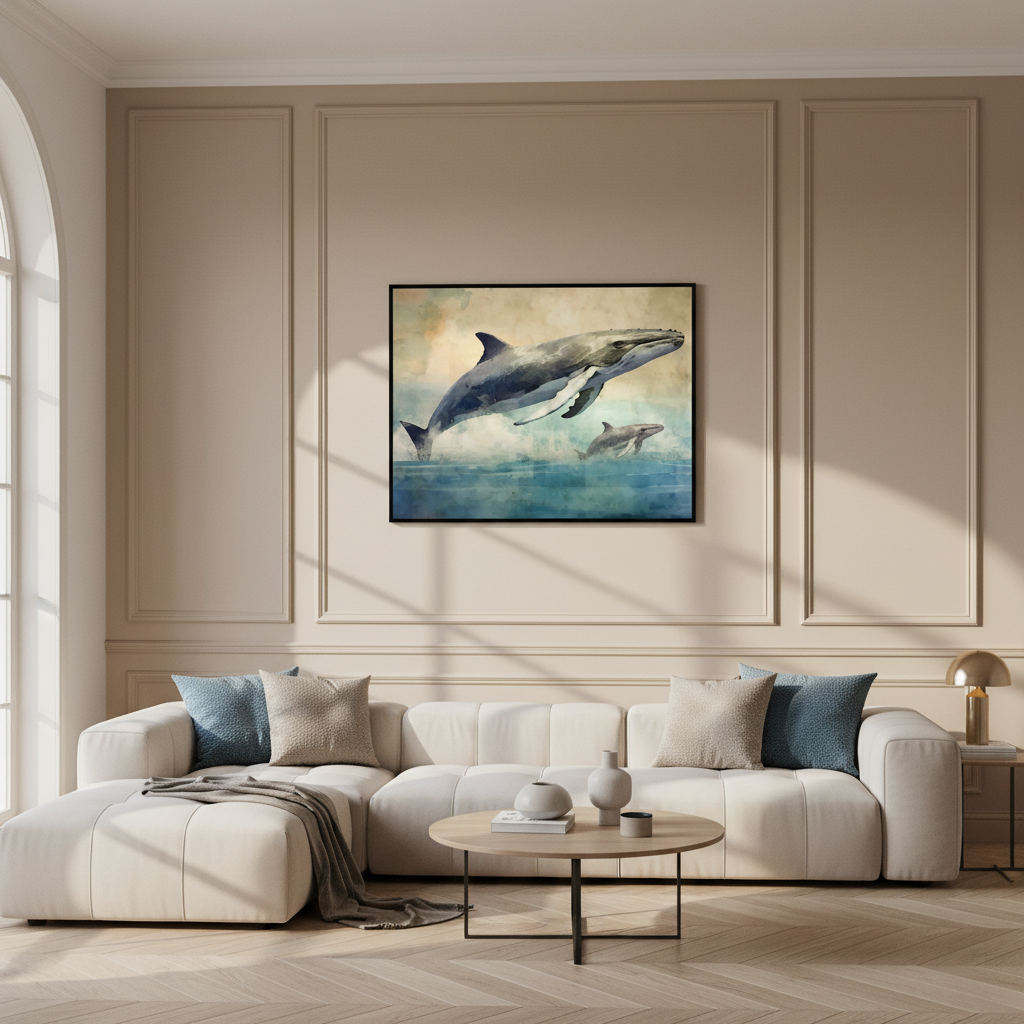 Painting whale dolphin water